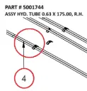 ASSY HYD. TUBE 0.63 X 175.00, R.H. - Part No. 5001744