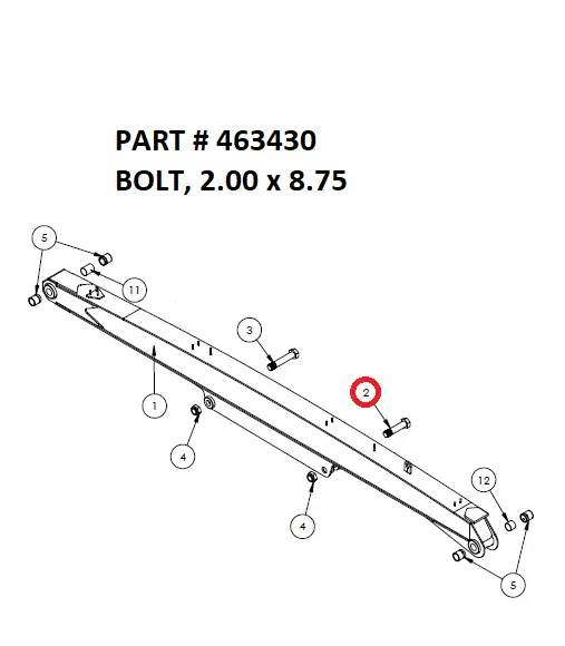 BOLT, 2.00 x 8.75 - Part No. 463430