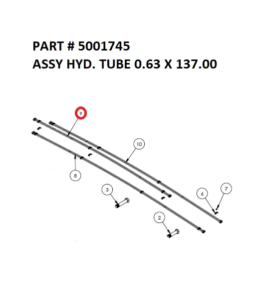 ASSY HYD. TUBE 0.63 X 137.00 - Part No. 5001745