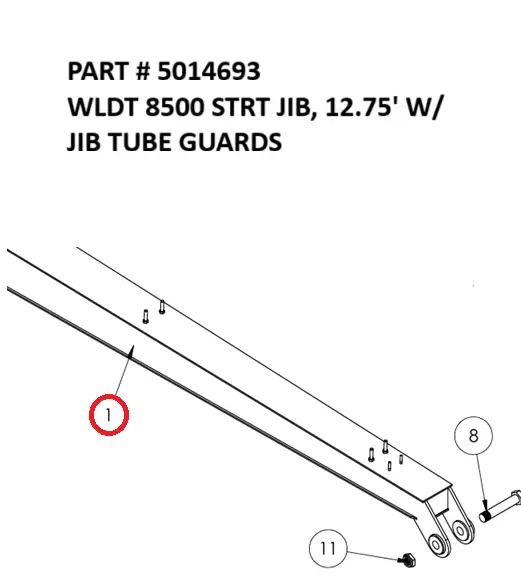  WLDT 8500 STRT JIB, 12.75' W/ JIB TUBE GUARDS - Part No. 5014693