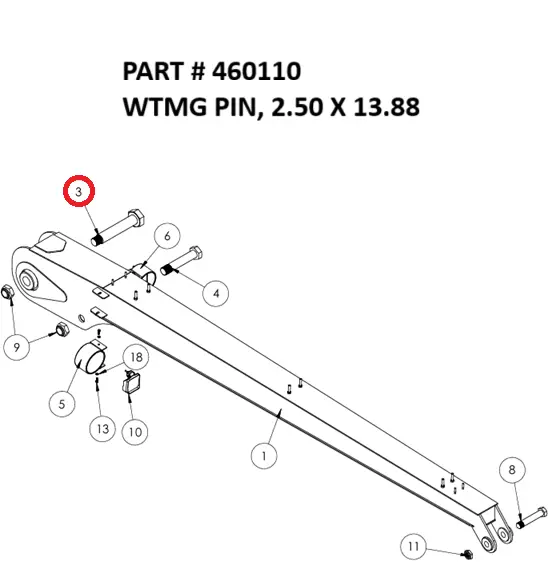 WTMG PIN, 2.50 X 13.88 - Part No. 460110