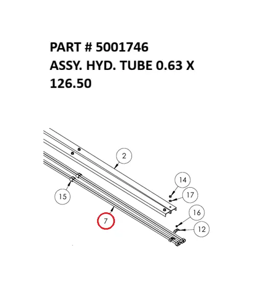 ASSY. HYD. TUBE 0.63 X 126.50 - Part No. 5001746