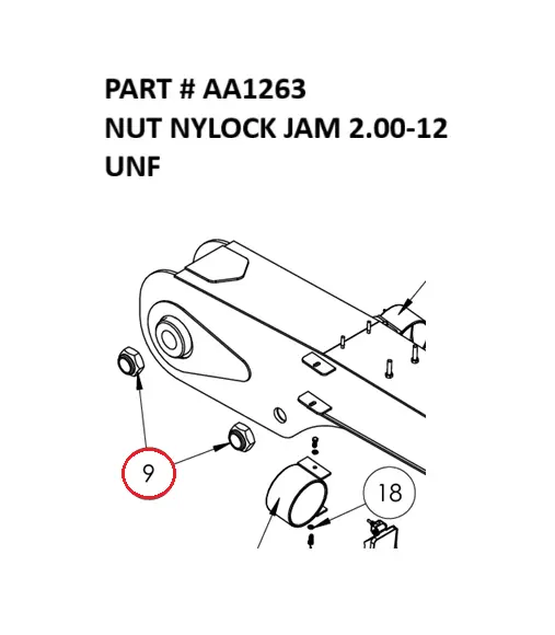 NUT NYLOCK JAM 2.00-12 UNF - Part No. AA1263