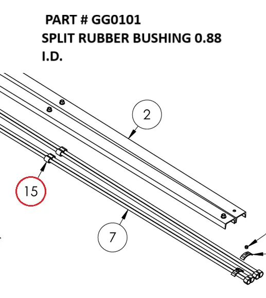 SPLIT RUBBER BUSHING 0.88 I.D. - Part No. GG0101