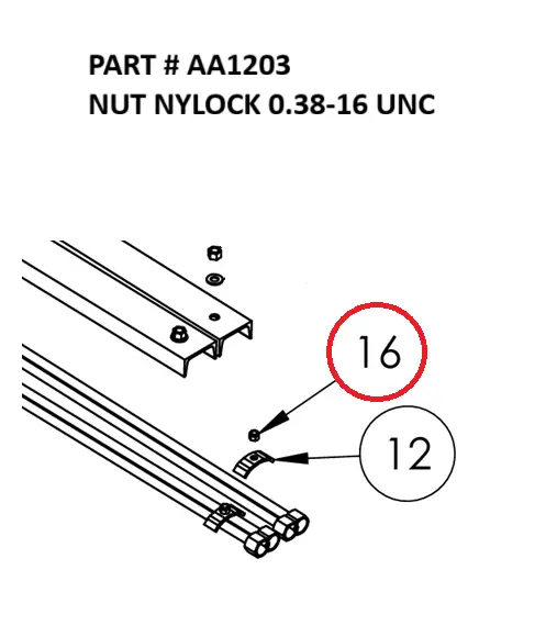  NUT NYLOCK 0.38-16 UNC - Part No. AA1203