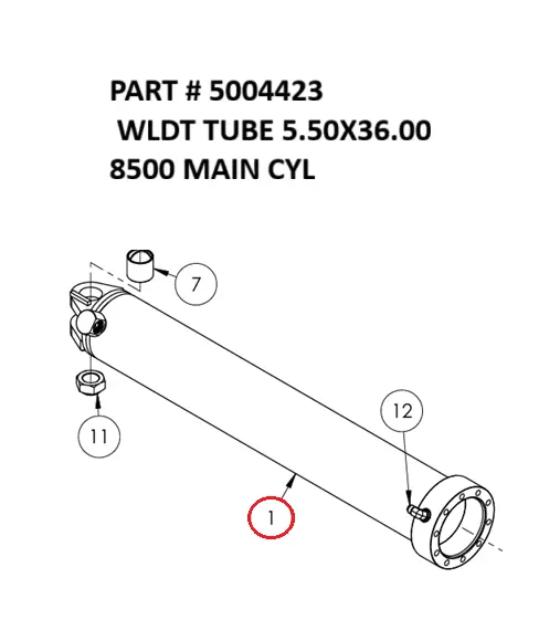  WLDT TUBE 5.50X36.00 8500 MAIN CYL - Part No. 5004423