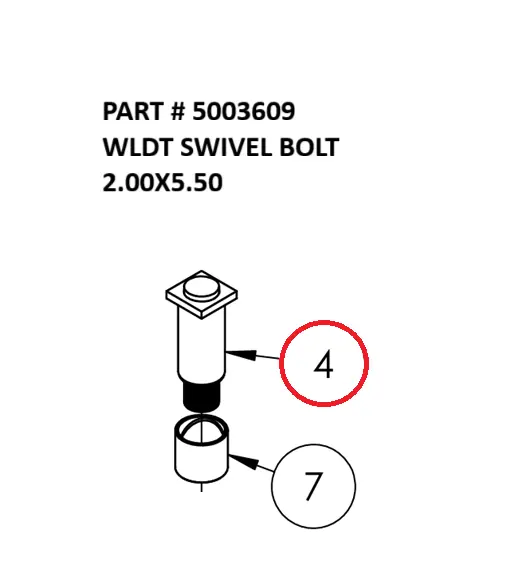  WLDT SWIVEL BOLT 2.00X5.50 - Part No. 5003609