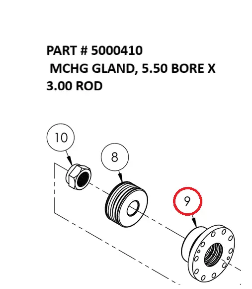 Serco 8500 Machined Gland, 5.50 Bore x 3.00 Rod (Part 5000410)