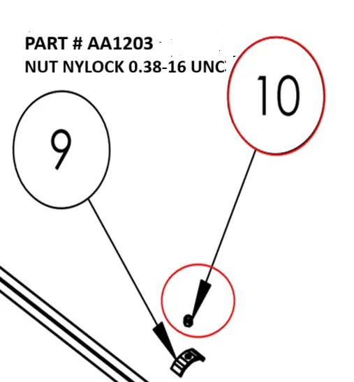 Nylock Nut 3/8"-16 UNC for Serco 1050XR & 8500 (Part AA1203)
