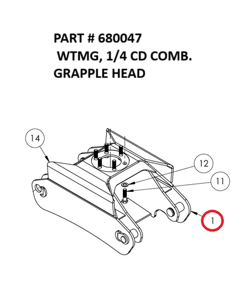  WTMG, 1/4 CD COMB. GRAPPLE HEAD - Part No. 680047