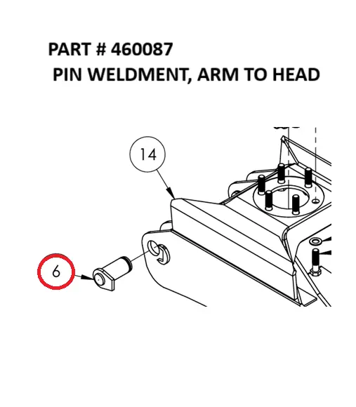  PIN WELDMENT, ARM TO HEAD - Part No. 460087