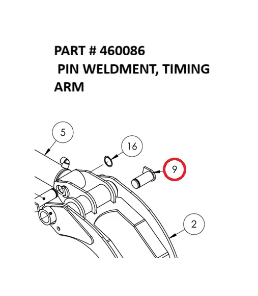  PIN WELDMENT, TIMING ARM - Part No. 460086