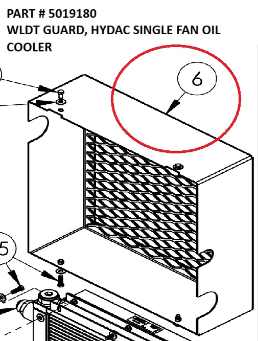 Serco 1050XR Guard Weldment, Hydac Single Fan Oil Cooler (Part 5019180)