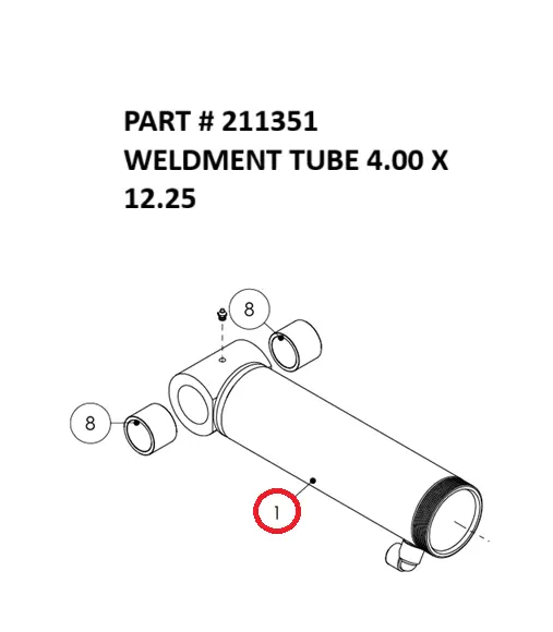  WELDMENT TUBE 4.00 X 12.25 - Part No. 211351