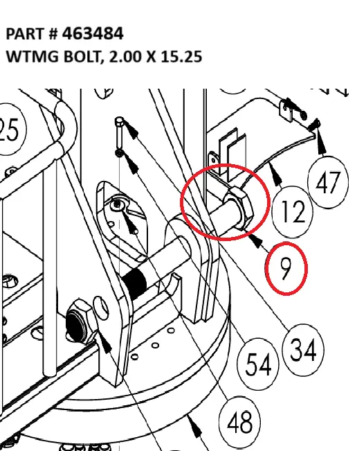 WTMG BOLT, 2.00 X 15.25 - Part No. 463484