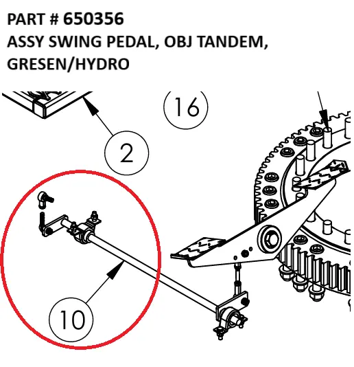 ASSY SWING PEDAL, OBJ TANDEM, GRESEN/HYDRO - Part No. 650356