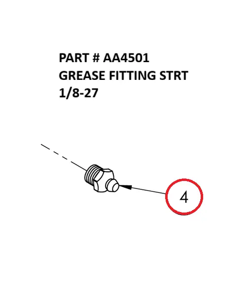 GREASE FITTING STRT 1/8-27 - Part No. AA4501