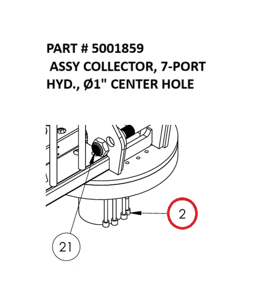  ASSY COLLECTOR, 7-PORT HYD., Ø1" CENTER HOLE - Part No. 5001859