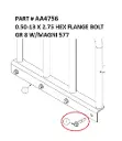 0.50-13 X 2.75 HEX FLANGE BOLT GR 8 W/MAGNI 577 - Part No. AA4756