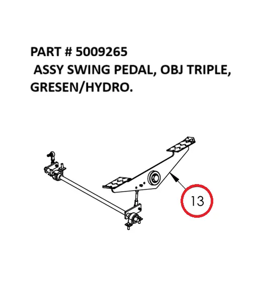 ASSY SWING PEDAL, OBJ TRIPLE, GRESEN/HYDRO. - Part NO. 5009265