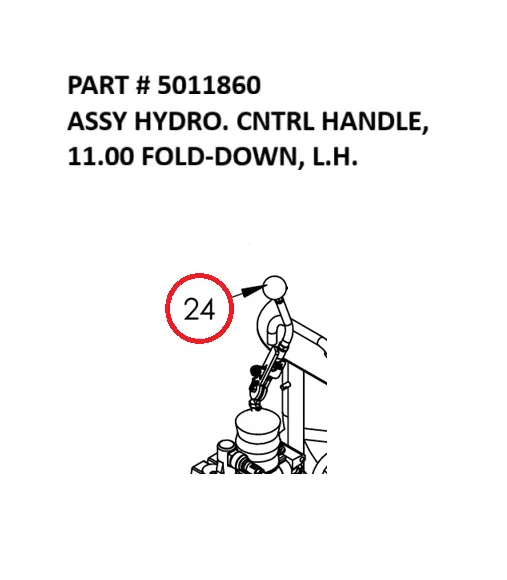 Serco 8500 Hydrocontrol Handle Assembly, 11.00 Fold-Down, Left-Hand (Part 5011860)