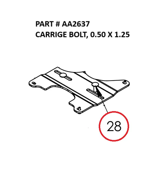 CARRIGE BOLT, 0.50 X 1.25 - Part No. AA2637