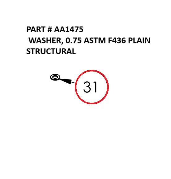  WASHER, 0.75 ASTM F436 PLAIN STRUCTURAL - Part No. AA1475