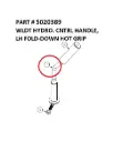 Serco 1050XR Hydrocontrol Handle Weldment, Left-Hand Fold-Down Hot Grip (Part 5020389)
