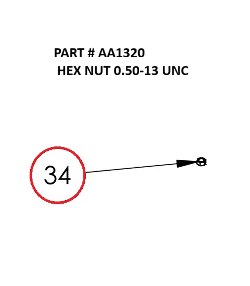 HEX NUT 0.50-13 UNC - Part No. AA1320