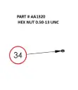 HEX NUT 0.50-13 UNC - Part No. AA1320