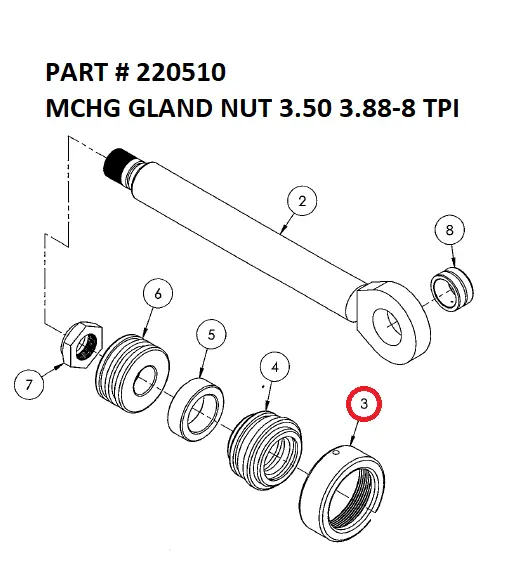 MCHG GLAND NUT 3.50 3.88-8 ΤΡΙ - Part No. 220510
