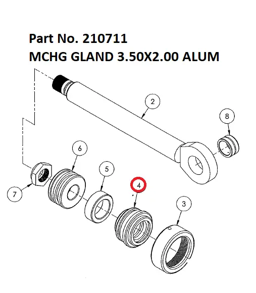MCHG GLAND 3.50X2.00 ALUM - Part No. 210711 