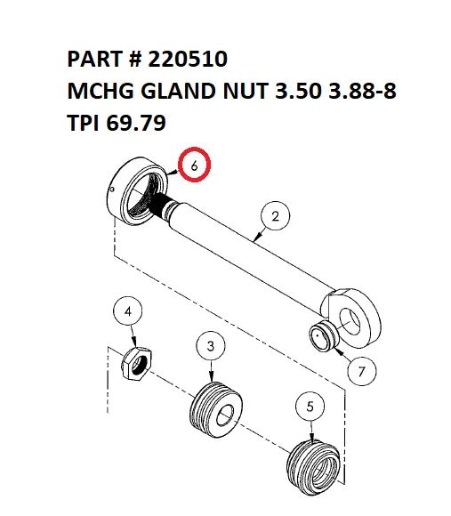 MCHG GLAND NUT 3.50 3.88-8 TPI - Part No. 220510