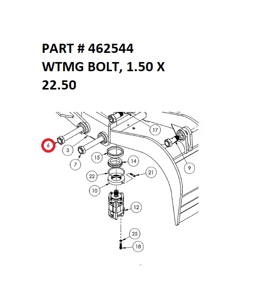 WTMG BOLT, 1.50 X 22.50 - Part No. 462544
