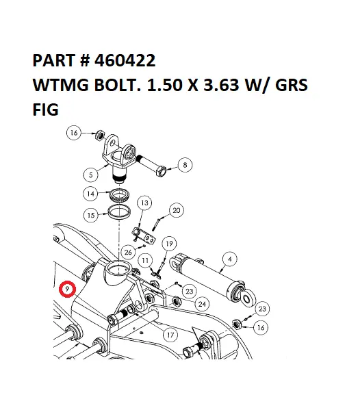 WTMG BOLT. 1.50 X 3.63 W/ GRS FIG - Part No. 460422