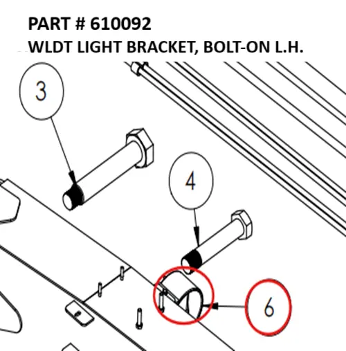 WLDT LIGHT BRACKET, BOLT-ON L.H. - Part No. 610092