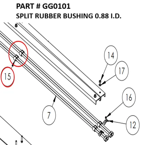 SPLIT RUBBER BUSHING 0.88 I.D. Part No. GG0101