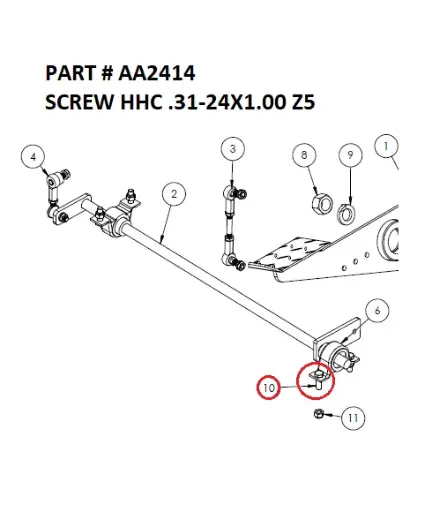 [1050 XR - AA2414] Hex Head Cap Screw 5/16"-24 x 1" Grade 5 for Serco 1050XR & 8500 (Part AA2414)