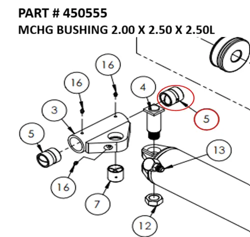 [1050 XR - 450555] Serco 1050XR & 8500 Machined Bushing, 2" x 2.5" x 2.5" Long (Part 450555)