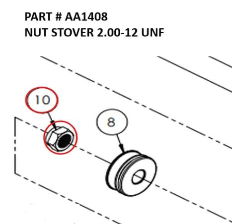 [1050 XR - AA1408] Stover Nut 2"-12 UNF for Serco 1050XR & 8500 (Part AA1408)