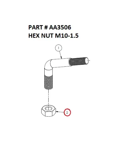 [1050 XR - AA3506] Hex Nut M10-1.5 for Serco 1050XR (Part AA3506)
