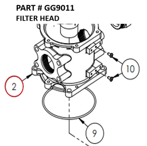 [1050 XR - GG9011] Serco 1050XR Hydraulic Filter Head (Part GG9011)