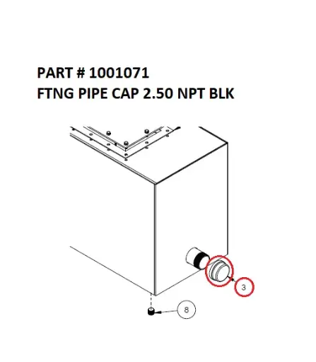[1050 XR - 1001071] Pipe Cap Fitting 2.50 NPT Black for Serco 1050XR (Part 1001071)