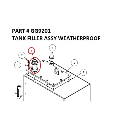 [1050 XR - GG9201] Serco 1050XR Weatherproof Hydraulic Tank Filler Assembly (Part GG9201)