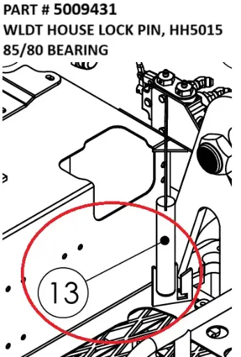 [1050 XR - 5009431] Serco House Lock Pin Weldment for HH5015 80/85 Bearing (Part 5009431)