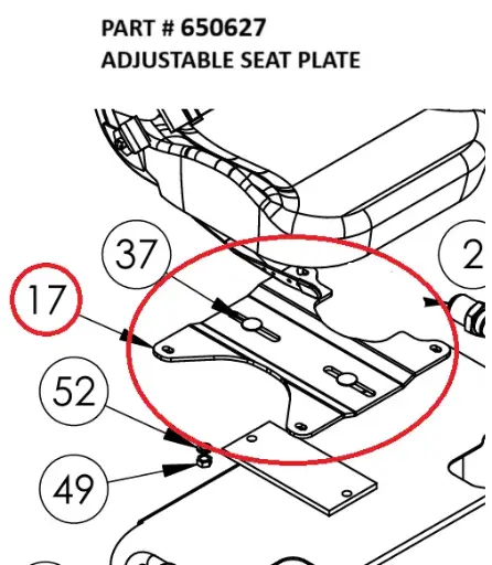 [1050 XR - 650627] Serco 1050XR & 8500 Adjustable Seat Plate (Part 650627)