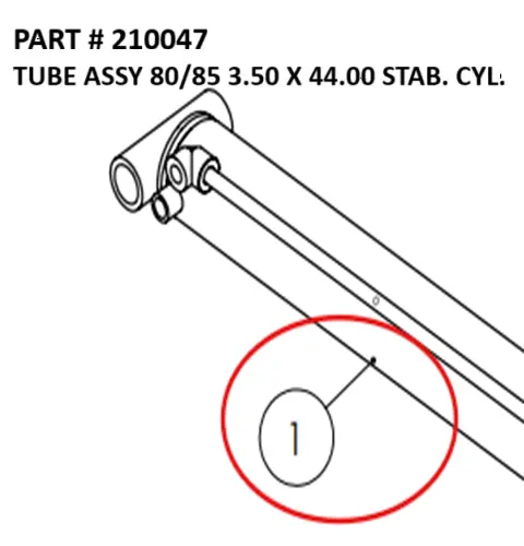 [1050 XR - 210047] Serco Stabilizer Cylinder Tube Assembly, 80/85, 3.50" x 44" (Part 210047)
