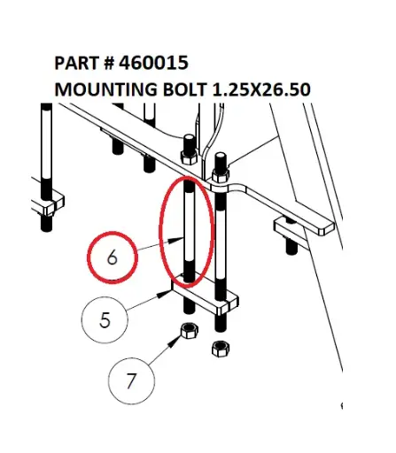 [1050 XR - 460015] Serco 1050XR & 8500 Mounting Bolt, 1.25" x 26.5" (Part 460015)
