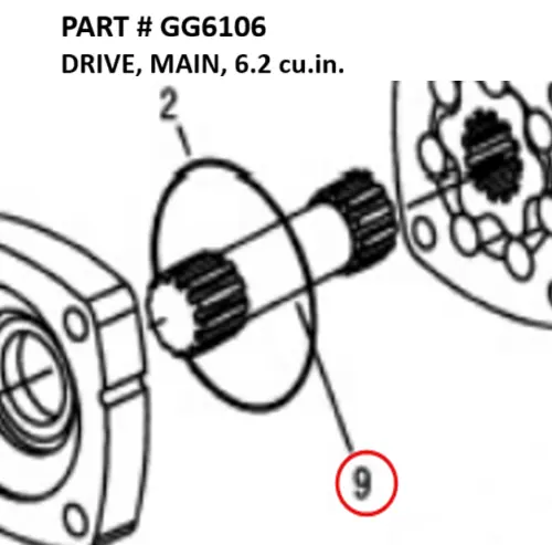 [1050 XR - GG6106] Serco 1050XR Hydraulic Motor Main Drive, 6.2 cu. in. (Part GG6106)