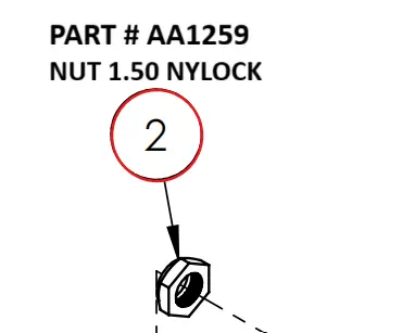 [1050 XR - AA1259] Nylock Nut 1-1/2" for Serco 1050XR, 8500 & Grapple (Part AA1259)
